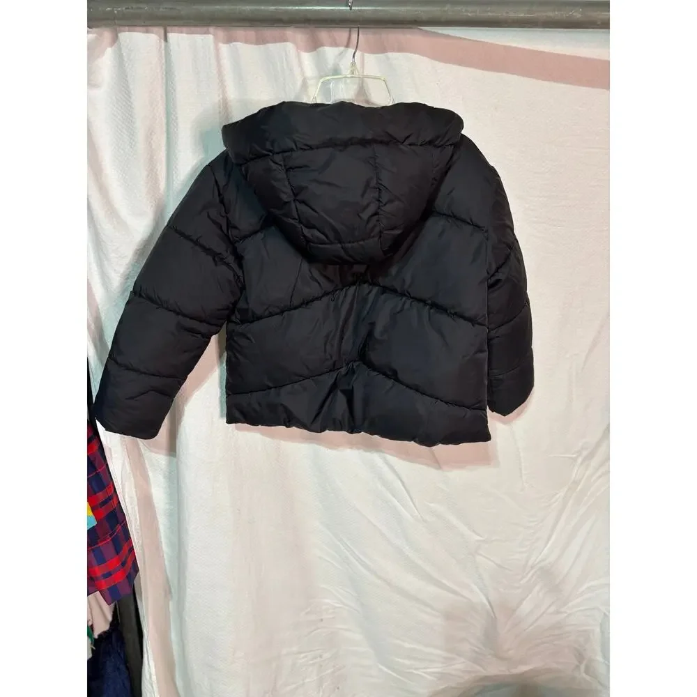 Zara 9 wide stitch shorter puffer coat attached hood euc worn once warm